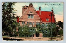 Peoria IL, Irving School, Closed 2012, Illinois Vintage Postcard picture