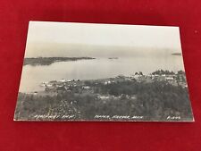 Copper Harbor Michigan Postcard Brockway View 1946 Boats Houses Land Water Rare picture