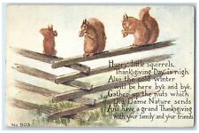 1912 Little Squirrels Eating Nuts Fence South Bend Indiana IN Antique Postcard picture