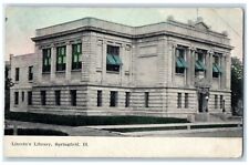 c1910 Lincoln's Library Exterior Building Springfield Illinois Vintage Postcard picture