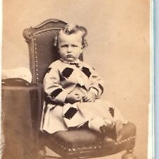 c1870s Cute Stylish Hair Little Boy Fancy Dress Toddler Child CdV Photo Card H27 picture
