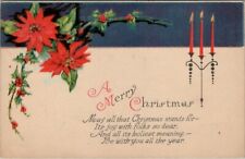 Christmas Poinsettia Candlestick Art Deco 1928 to Montgomery PA Postcard T19 picture