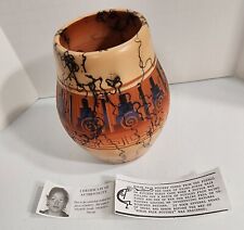 Navajo Horse Hair Pottery Vase Signed By Artist COA picture