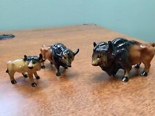 Lot of 3 Vintage Bone China Buffalo or Bison Miniature figurines Longest 3