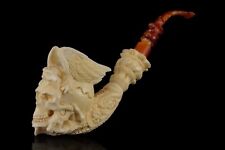 XXL  Skull And  Eagle   Pipe By Ali  New Block Meerschaum Handmade W Case#550 picture