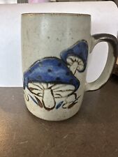Vintage 70’s Ceramic Blue Cap Mushroom Mug picture