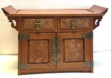Vintage 80s Oriental Styled Wood Jewelry Cabinet with 5 Fitted Drawers VGC picture