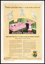 1931 OLD DUTCH CLEANSER Pink Tub & Pedestal Sink Bathroom Decor Vtg PRINT AD picture