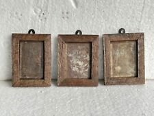 VINTAGE HANDMADE UNIQUE SOLID OLD WOODEN SMALL WALL HANGING MIRROR FRAME (3 PCS) picture
