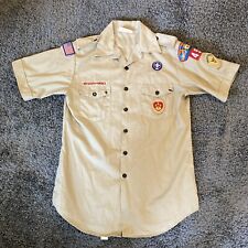 Vintage Boy Scouts Uniform Shirt Short Sleeve Patches Squad Leader Men Medium picture