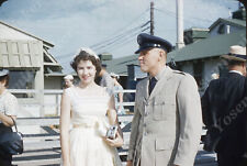 sl46  Original Slide  1959 Military Soldier w/ Pretty wife base 795a picture