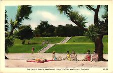 Private Beach Lakeshore Terrrace Hotel Kingsville Ontario Canada Postcard 1940s picture