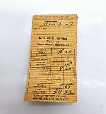 1947 Robins Electric Service Wage Tickets Set of 4 Englewood Colorado Dec - Mar picture