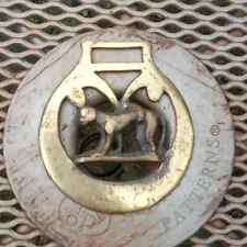 Antique Horse Equine Saddle Bridal Show Medallion Brass Decor dog picture