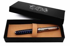 Elettric Honeybee Fountain Pen Solid Silver Bock Nib Extra Fine Point Blue Ink picture
