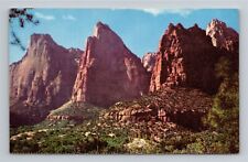 Zion National Park UT Court of the Three Patriarchs Vtg Postcard View Unused A picture
