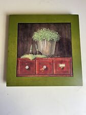 Herbs In French Decorative Tile Avocado Green Frame 8 X 8 Parsley Mint Hyacinth picture