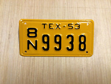 VINTAGE 1953 TEXAS MOTORCYCLE LICENSE PLATE VERY NICELY RESTORED HIGH QUALITY picture