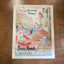 VINTAGE 1951 'BEAU MONDE HOSIERY' FASHION STOCKINGS MAGAZINE ADVERTISEMENT picture