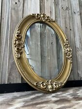Vintage Ornate Oval Convex Bubble Glass Empty Gold Wood Gesso Frame picture