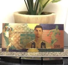 24k Gold Foil Plated Cristiano Ronaldo Banknote Soccer Collectible picture