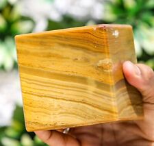 Large 80MM Yellow Jasper Stone Metaphysical Reiki Chakra Healing Charged 4F Cube picture