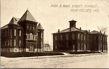 High & Main Street Schools Montpelier Indiana Postcard POSTED picture