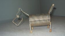 Vintage Metal Dachshund Wiener DOG Mail & Pen HOLDER Silver Tone Coil SPRING picture