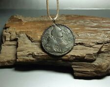 Rare Ancient  Bronze Large Antique Religion Medallion Pendant c.18-19th   #2512 picture