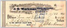 Olney, Okla. Indian Territory 1906 Bank Check J.E. Warkman Cotton / Ghost Town picture