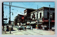 Wilkinsburg PA-Pennsylvania, 50's Cars, Shops, Antique Souvenir Vintage Postcard picture