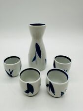 Cost Plus Japanese Blue and White Porcelain Sake Set Five Pieces Made in Japan picture