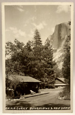 RPPC Camp Curry, Bungalows & Half Dome, Yosemite, Vintage Real Photo Postcard picture