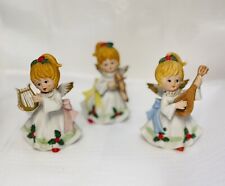 Vintage Homco #5551 Christmas Angels Musical Instruments Set of 3 Figurines picture