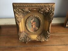VTG SMALL HORSE PORTRAIT ON A CARVED GOLD FRAME. picture
