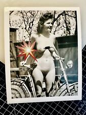 Vintage 50’s Girl Bicycle Bosom PIN UP Risque Nude Original B&W Girlie Photo #86 picture