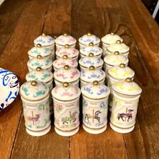 Vintage Lenox Spice Carousel Jars Herbs Containers Fine Porcelain 1993 Set of 20 picture