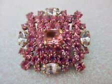 Czech Vintage Style Glass Rhinestone Button  Beautiful  Pink & Crystal Clear picture