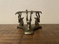Vintage Solid Brass Ram/Antelope Head Plant Stand/Orb Holder Made in India picture