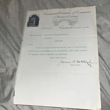 1901 Cincinnati Ohio Chamber of Commerce Cover Letter on McKinley Assassination picture