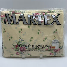 Vtg Martex No Iron Twin Fitted Sheet Cottagecore Ivory Floral Made in USA New picture
