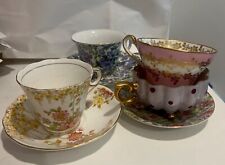 Lot of 4 Vintage teacups/saucers: Colclough, Royal Stafford, England+ Japan picture