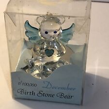 Vtg Future Sales 1/ 100,000 December Birth Stone Art Glass  Angel Teddy Bear picture