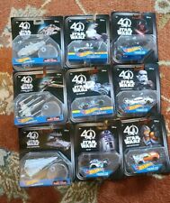 9 Star Wars 40th Anniversary Hot Wheels Character Cars STARSHIPS Carships NEW picture