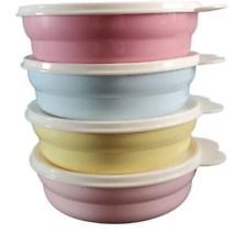 New Tupperware Vintage Pastel Microwave Cereal Bowls w Seals Set of 4 - BPA Free picture