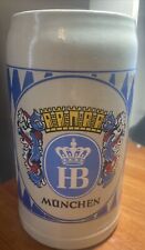 Vintage HB KG Hofbrauhaus Munchen- 1L Beer Stein German Stoneware-Label  picture