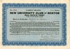 New University Club of Boston - Stock Certificate - General Stocks picture