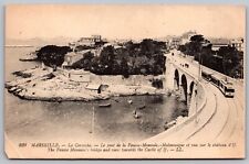 Marseille France La Corniche Scenic Coastal Landscape Bridge BW UNP Postcard picture