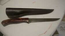 american angler fillet knife, plastic handle stainless steel china brown sheath picture
