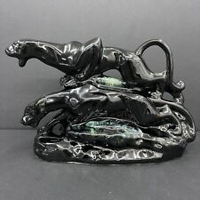 Phil-Mar Mid-Century Modern MCM Double Panther TV Lamp Black Green Glaze No Lite picture